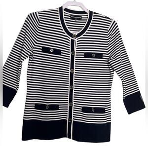 Karl Lagerfeld Knit Cardigan Navy White Size S